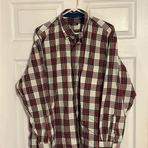 IZOD Men's Plaid Shirt - Red and Green - Picture 1 of 2
